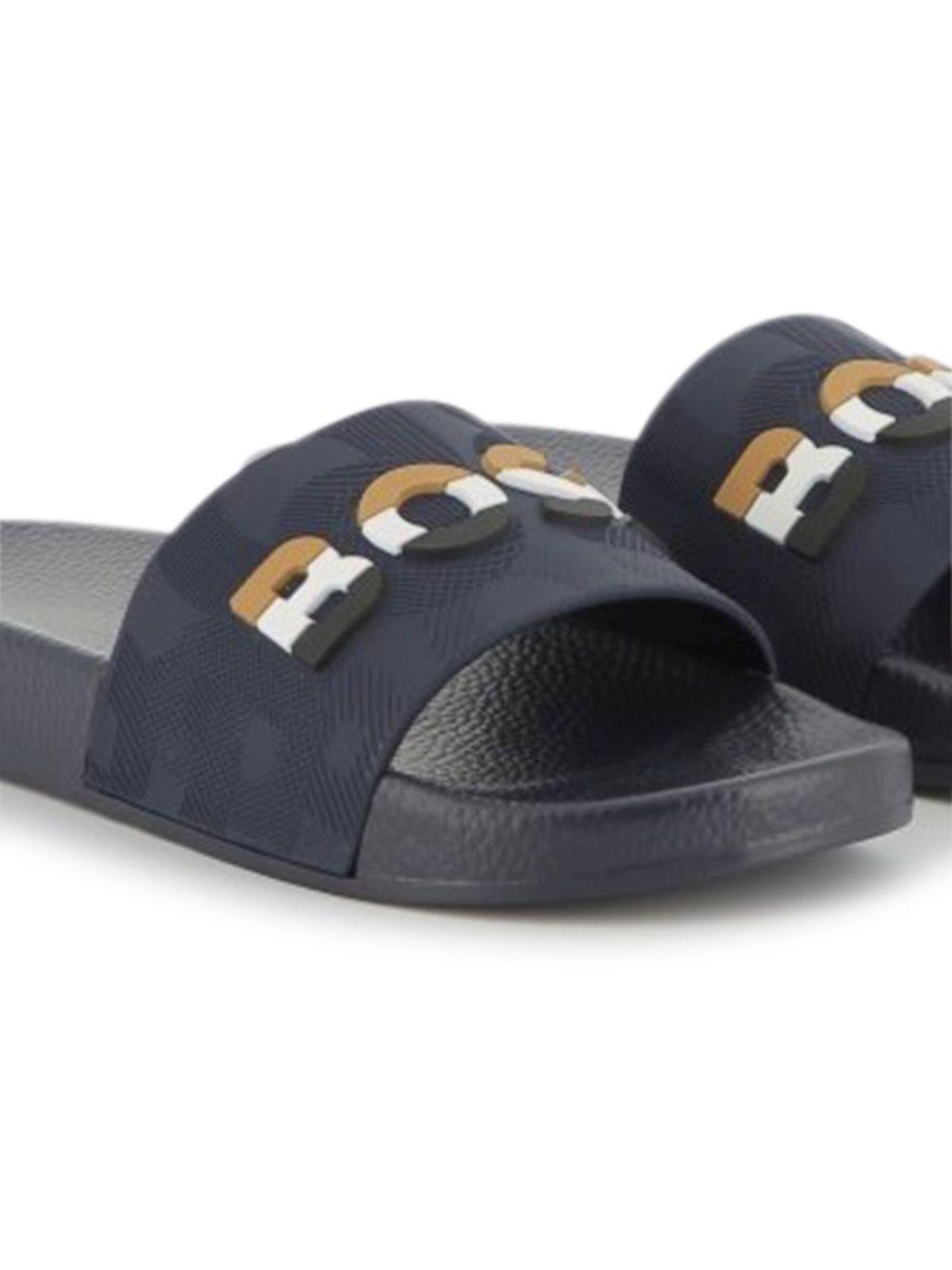 Ciabatta blu fascia con logo gommato