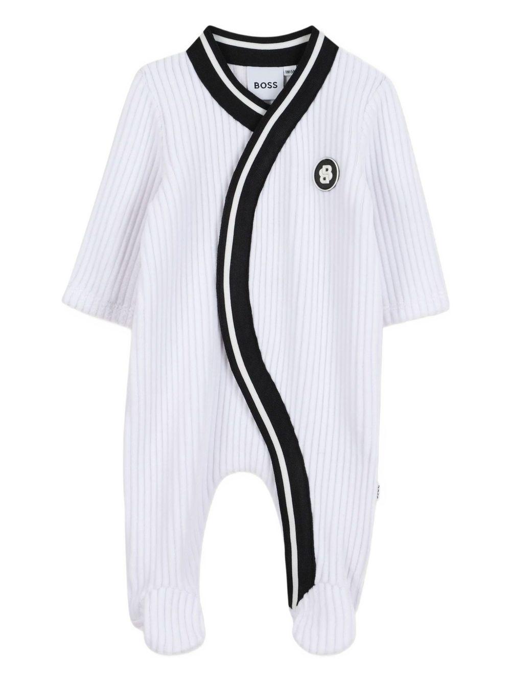Pigiama Bianco con Profili Neri e Logo J52531 10P BOSS KIDS