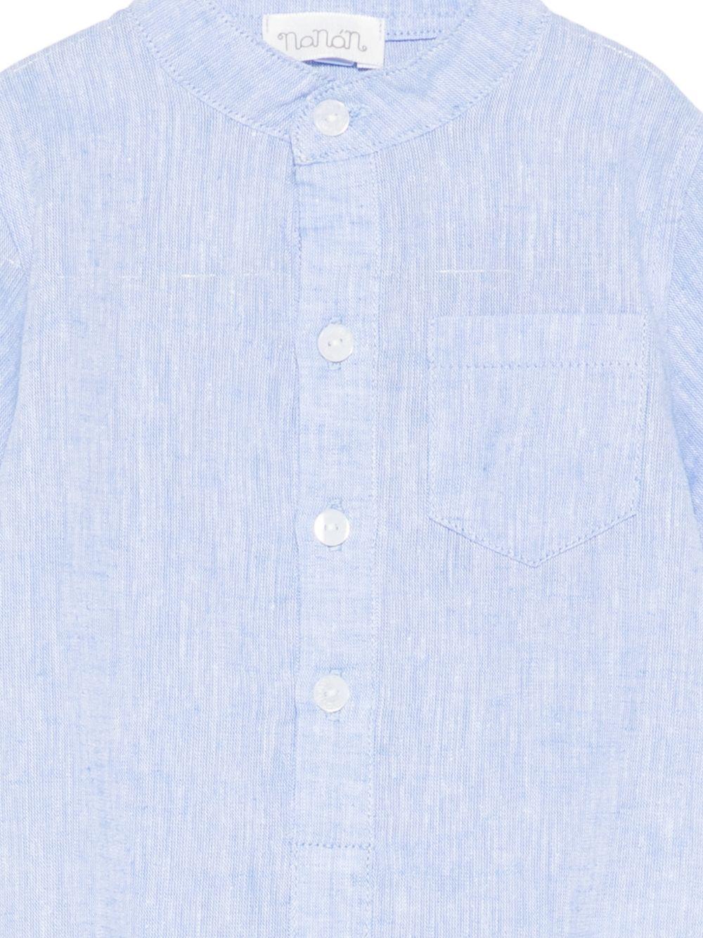 Pagliaccetto in lino e cotone con maniche corte E26172 AZZURRO NANAN KIDS
