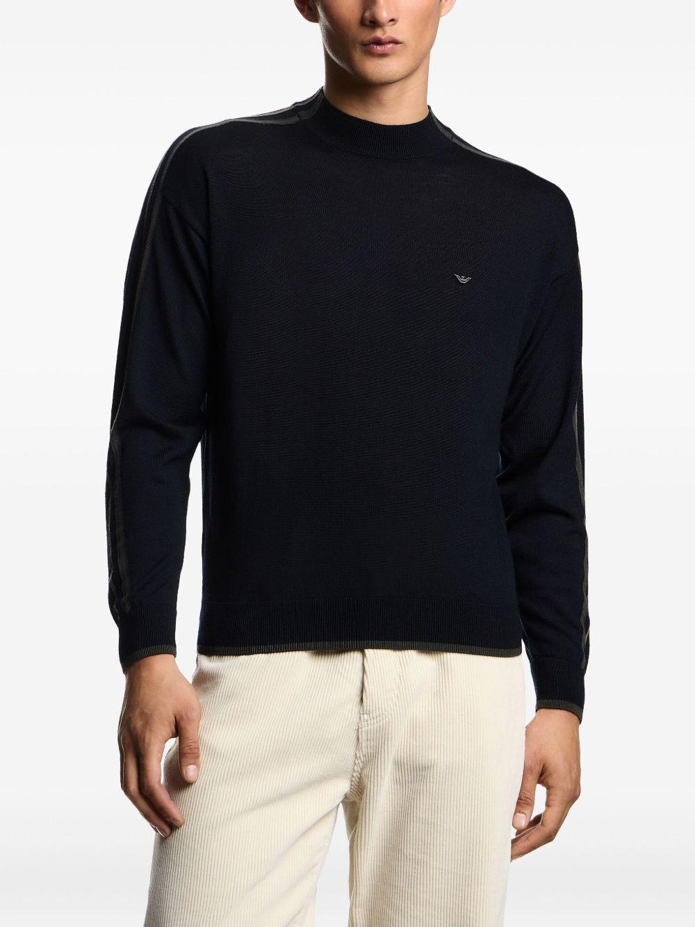 Maglione blu navy con dettagli a righe EM002423AF14199 FB070 EMPORIO ARMANI