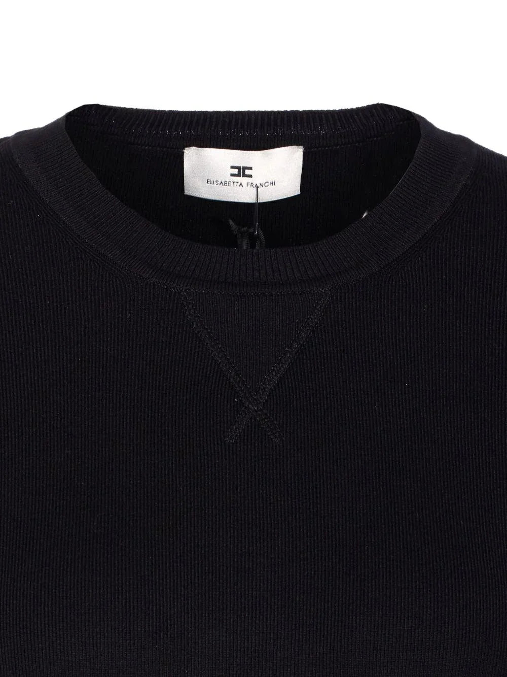 Felpa Nera Girocollo con Maniche Lunghe - Preludio Moda