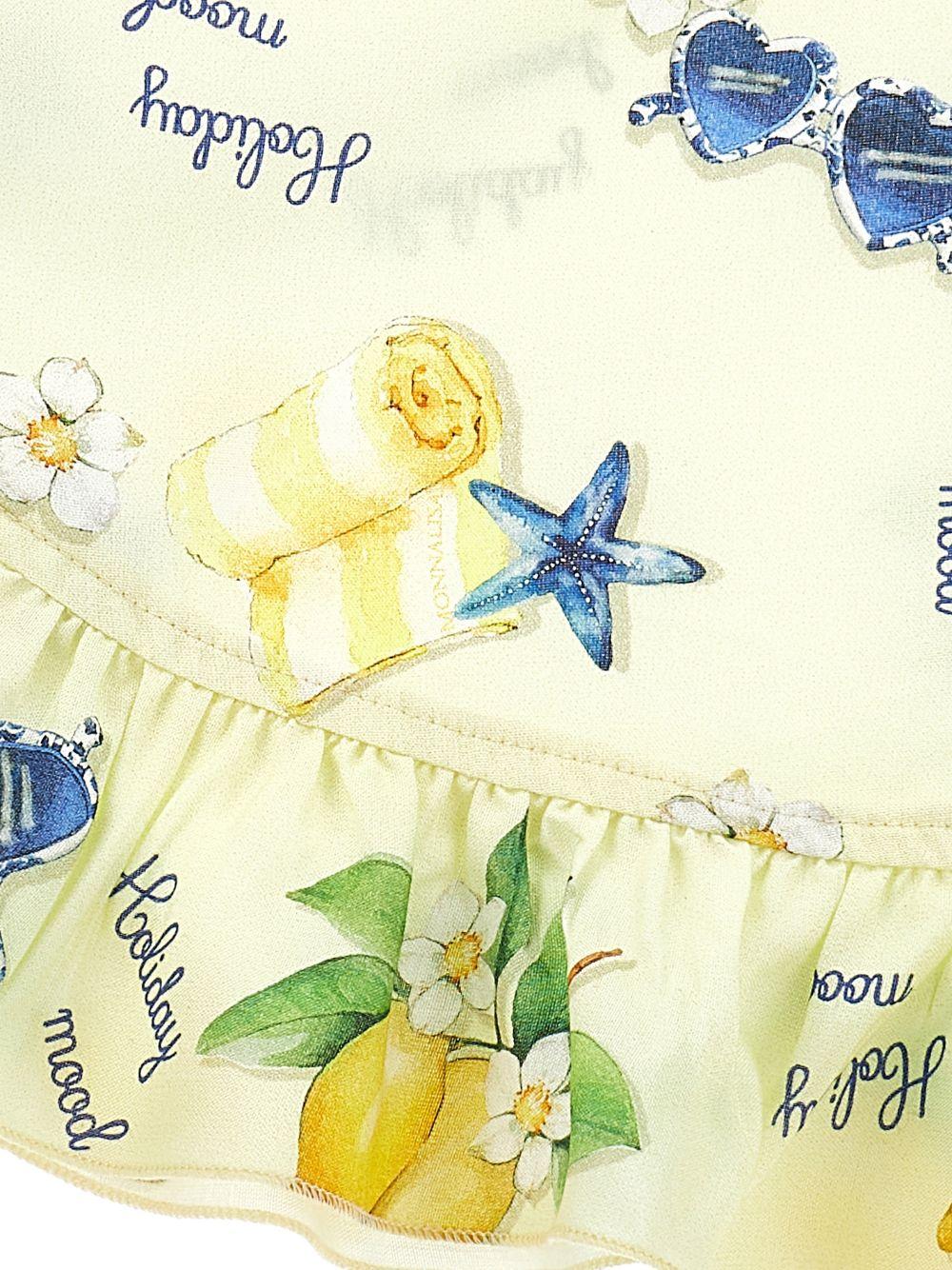 Bikini a triangolo con stampa limoni e volant 19G0087028 0014 MONNALISA KIDS