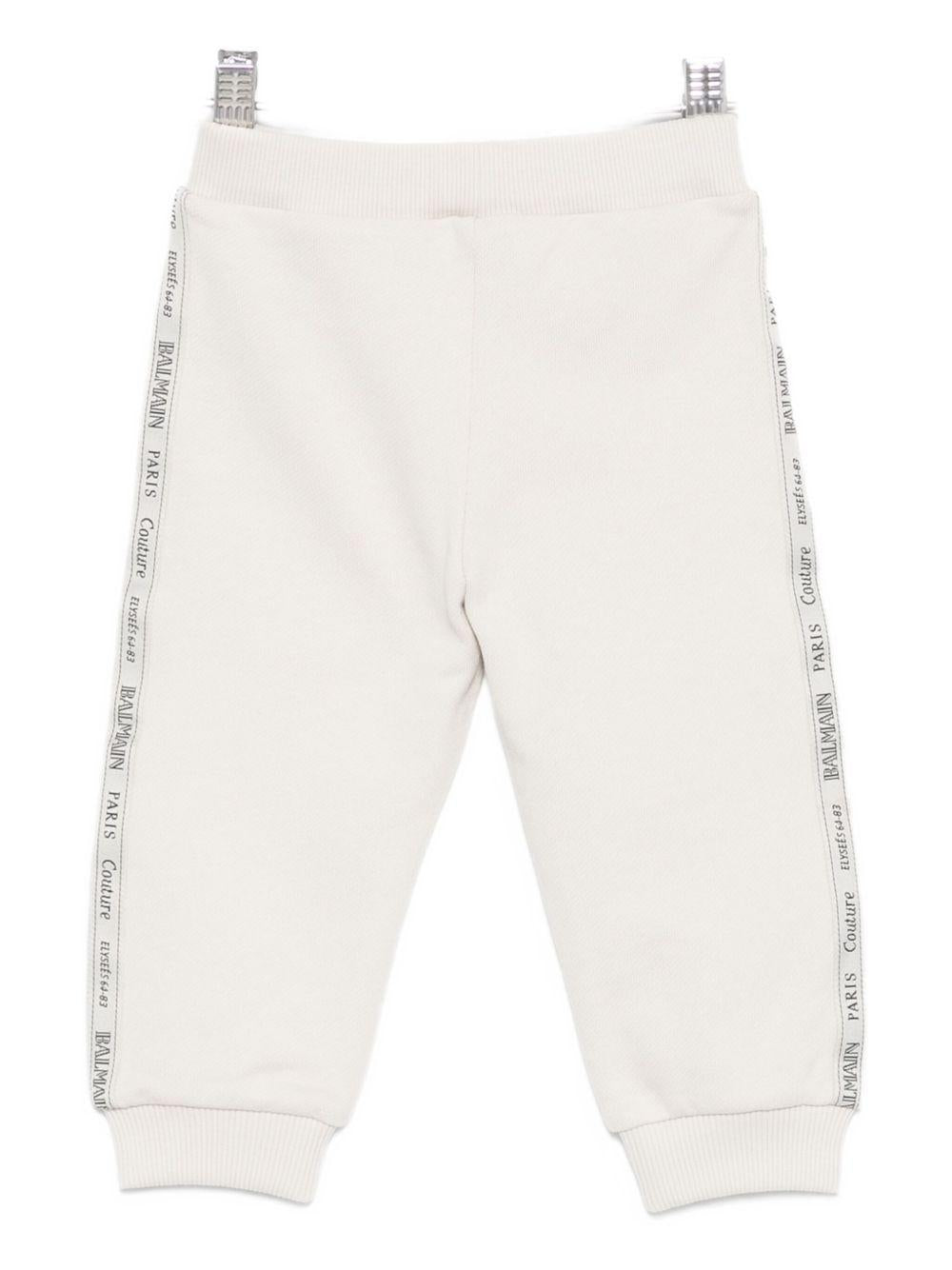 Pantaloni Sportivi Beige con Logo e Vita Elasticizzata BX6550Z3183 107 BALMAIN KIDS