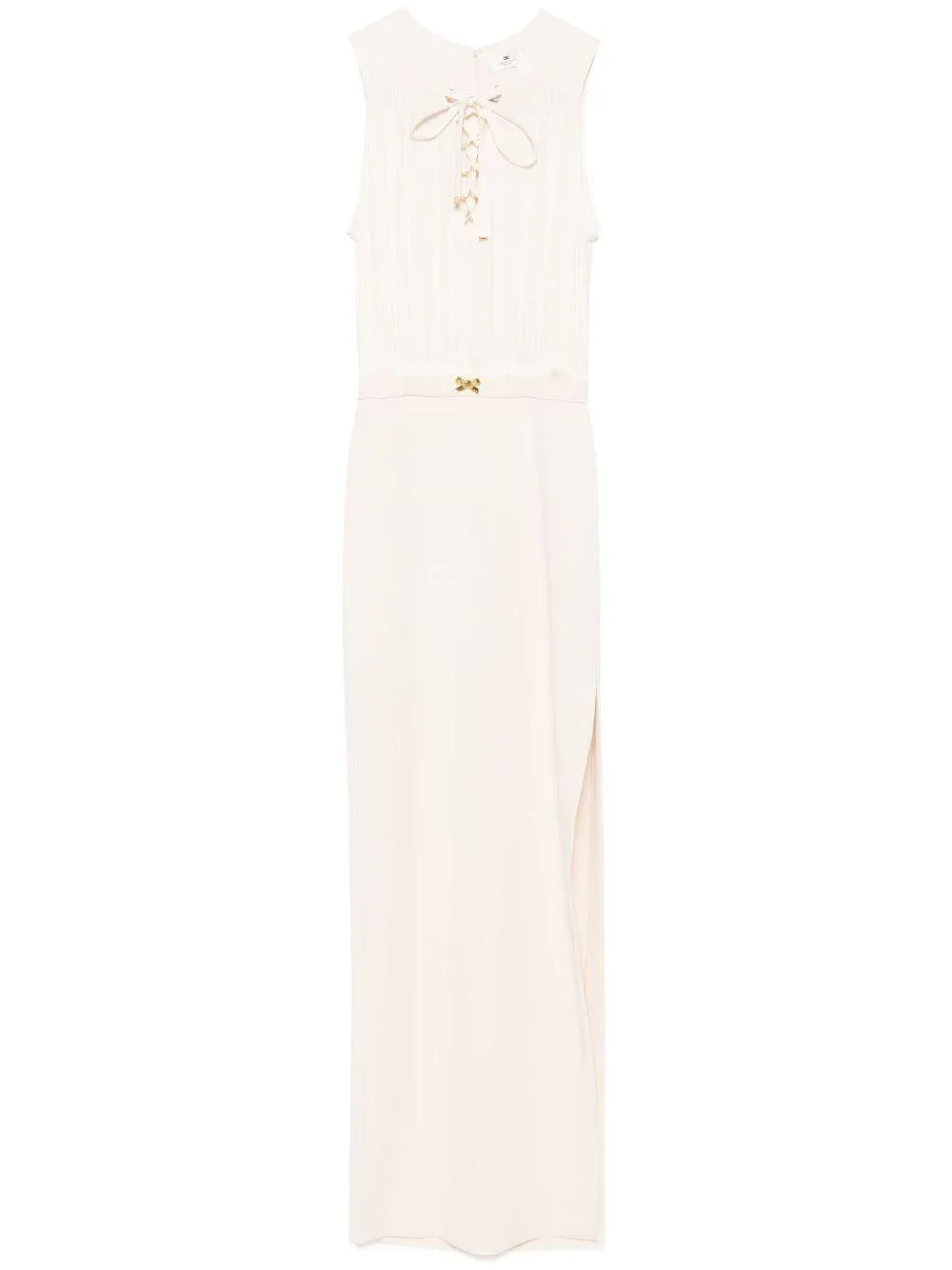 Abito in crêpe e scollo con lacci burro - Preludio Moda