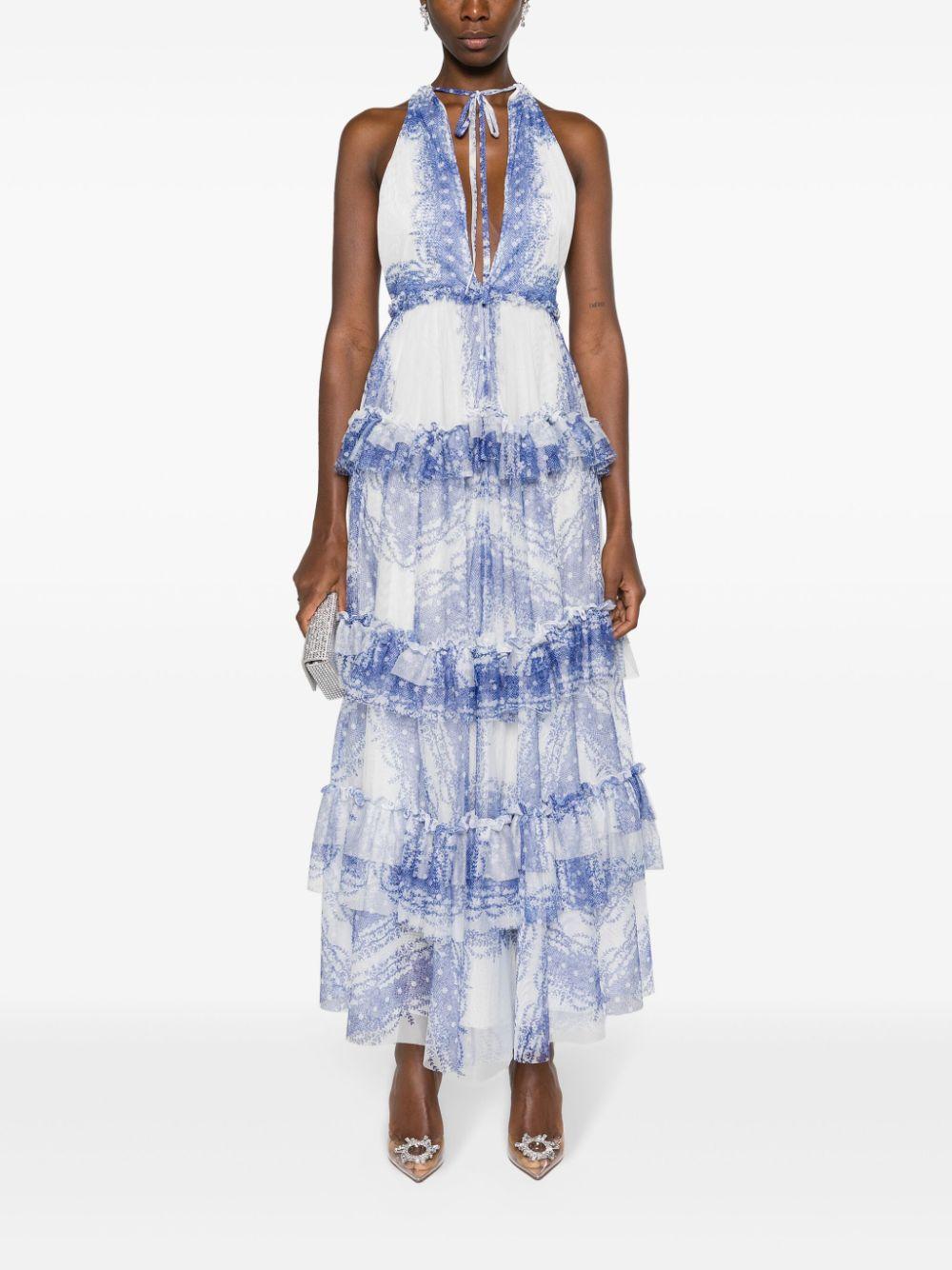 Abito lungo blu in tulle