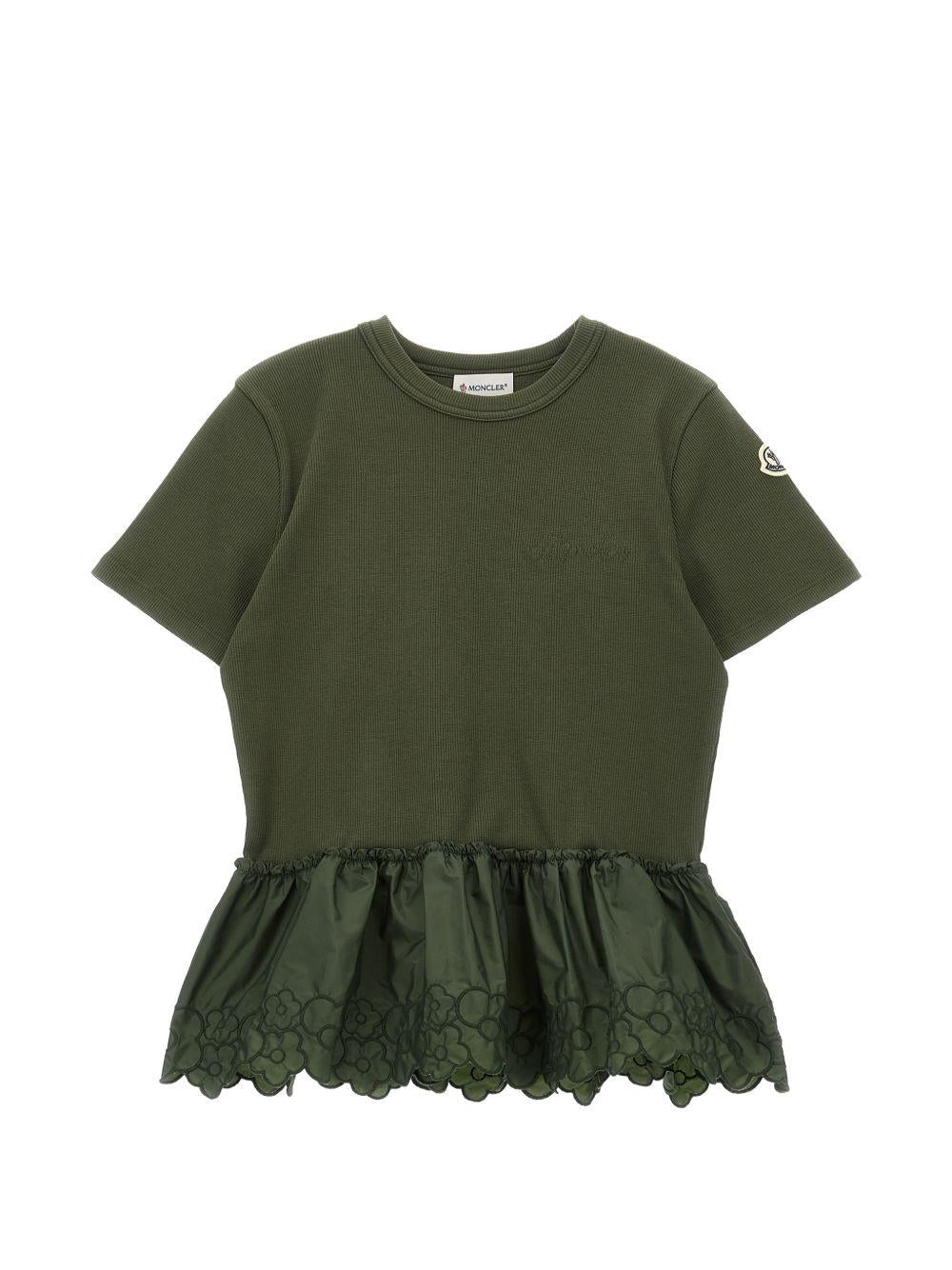 T-shirt in cotone con volant ricamato L19548C0000889AHP 825 MONCLER KIDS