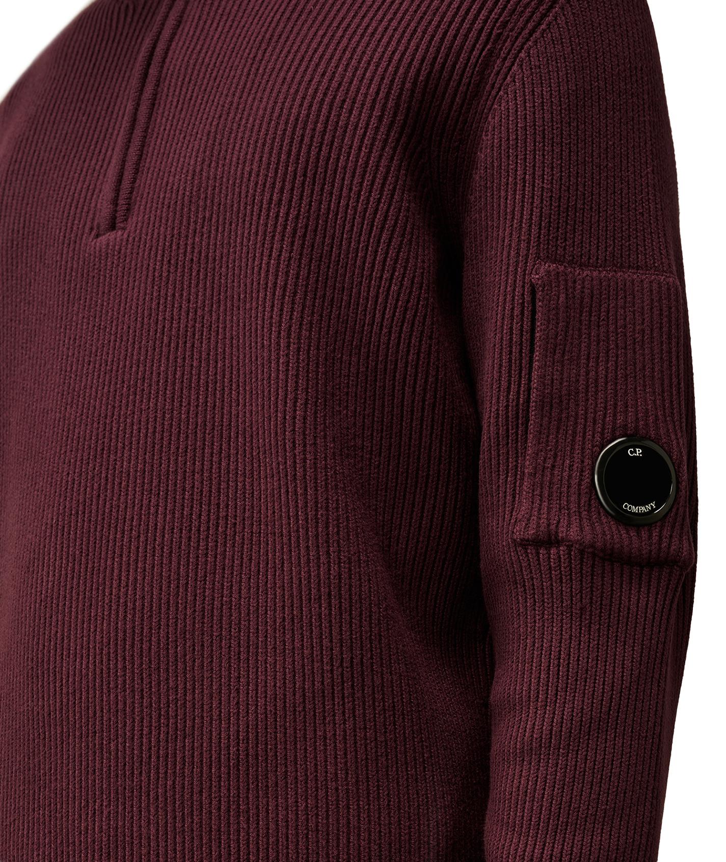 Maglione a coste viola mezza zip 17CMKN185A006608A 790 CP COMPANY