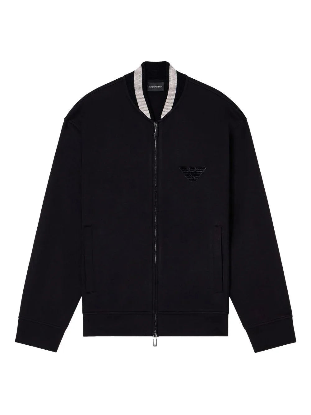 Felpa bomber nero con patch d'aquila - Preludio Moda