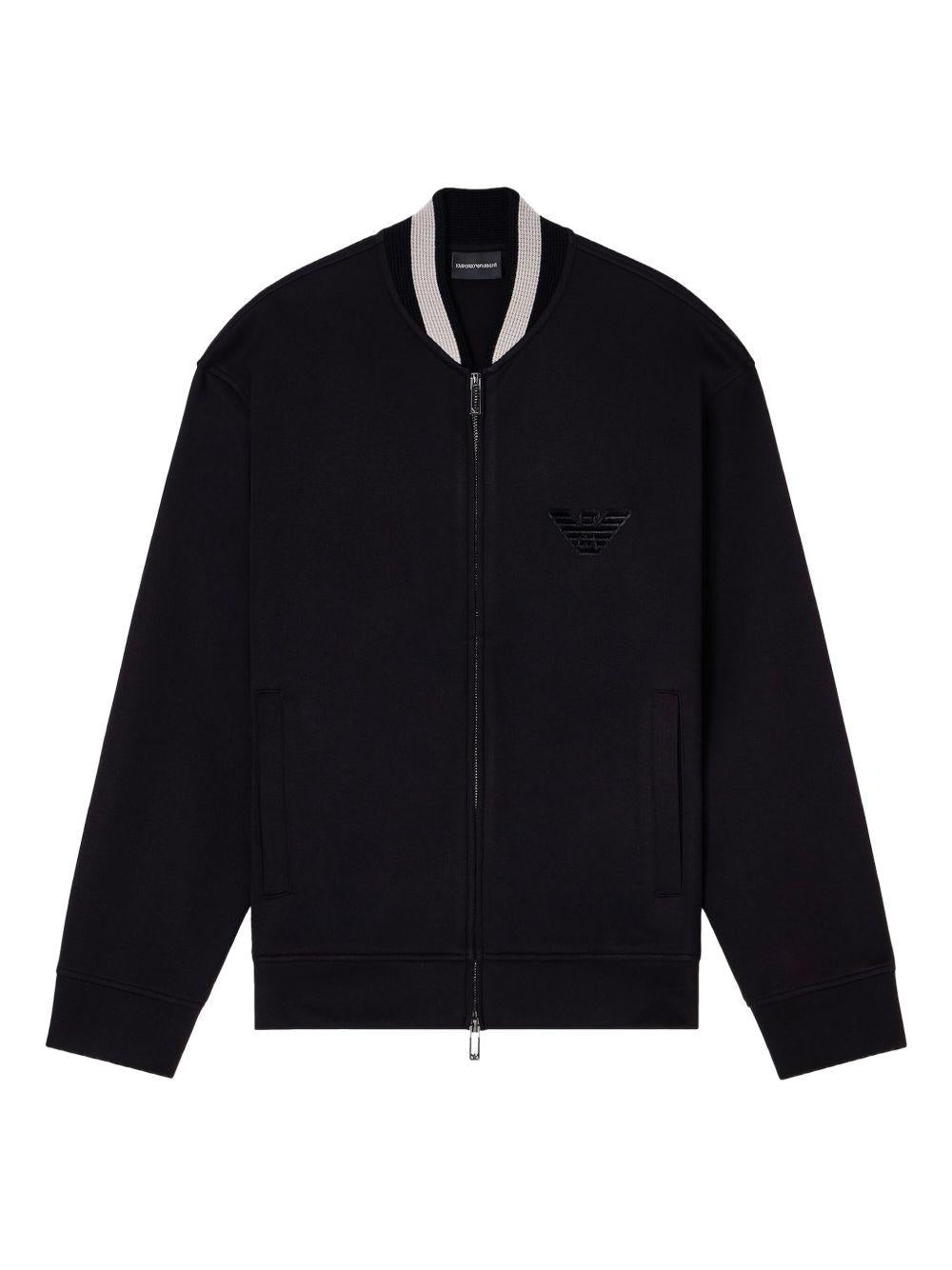 Felpa bomber nero con patch d'aquila EM002877AF17545 UC001 EMPORIO ARMANI