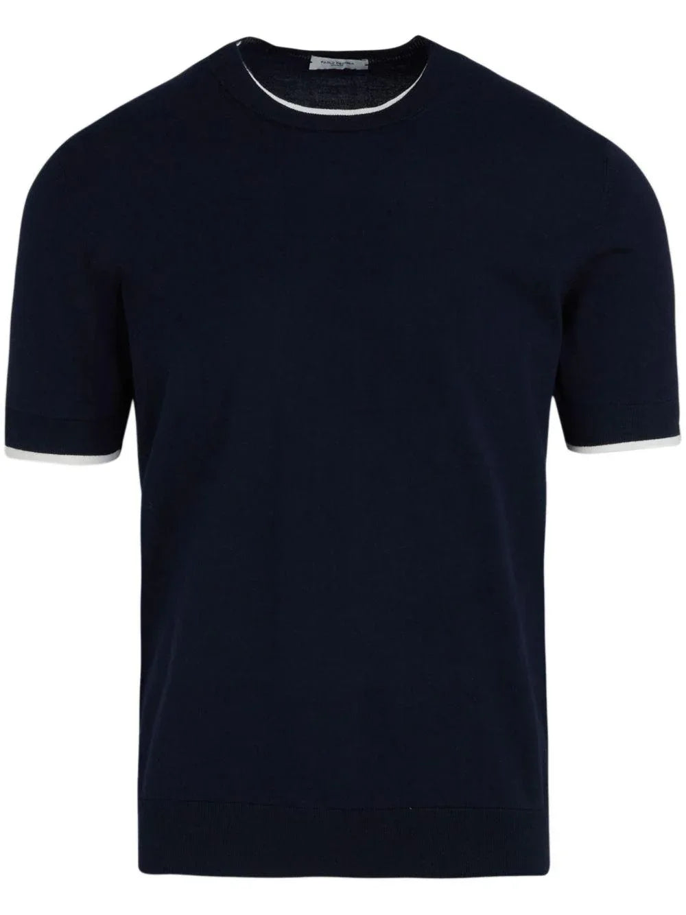 maglia girocollo blu orli a contrasto - Preludio Moda