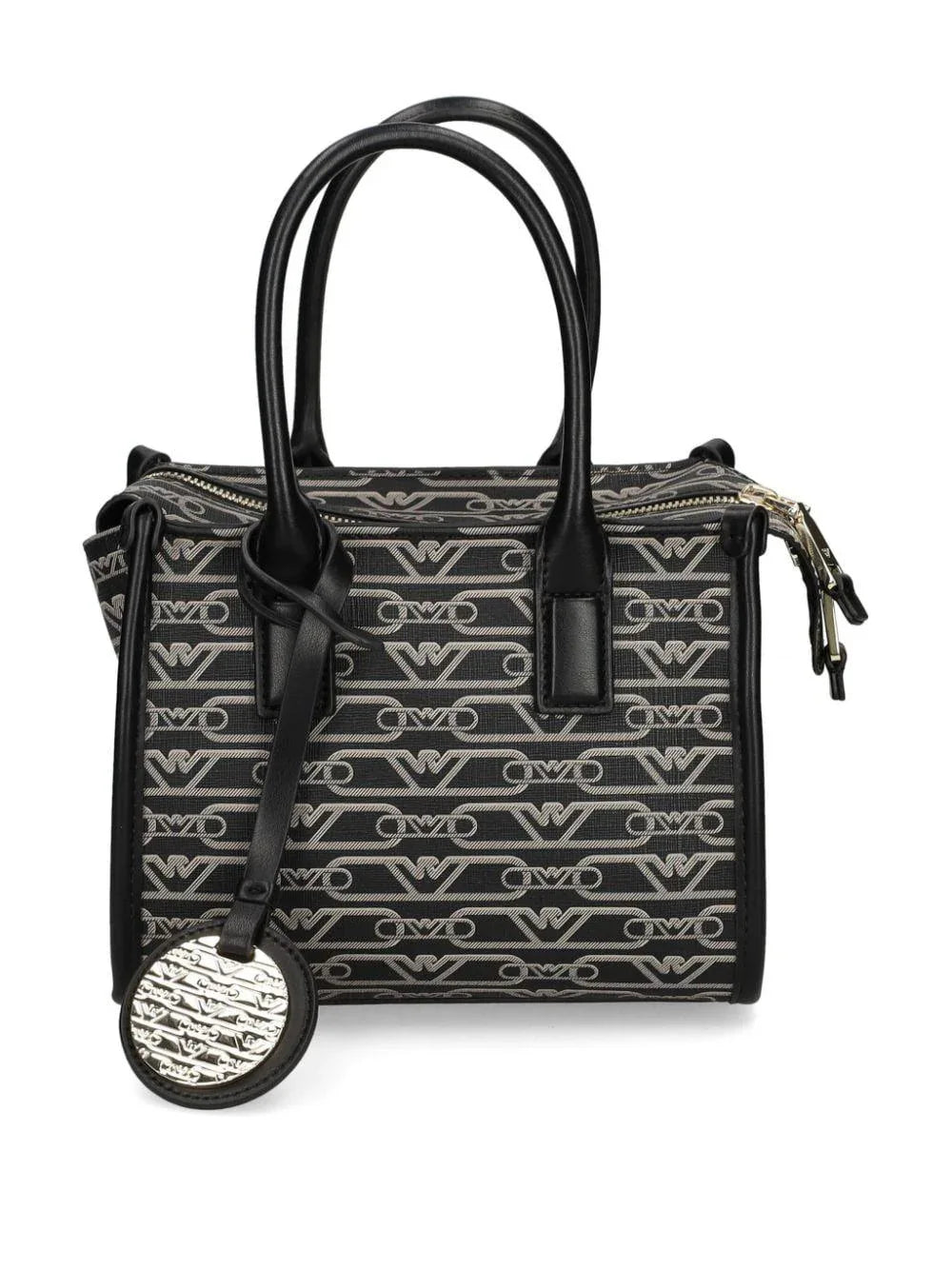 Borsa mini logo all-over nera - Preludio Moda