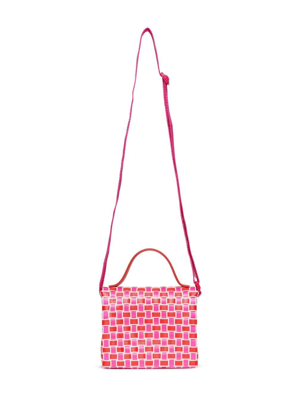 Borsa a tracolla con fantasia intrecciata rosa