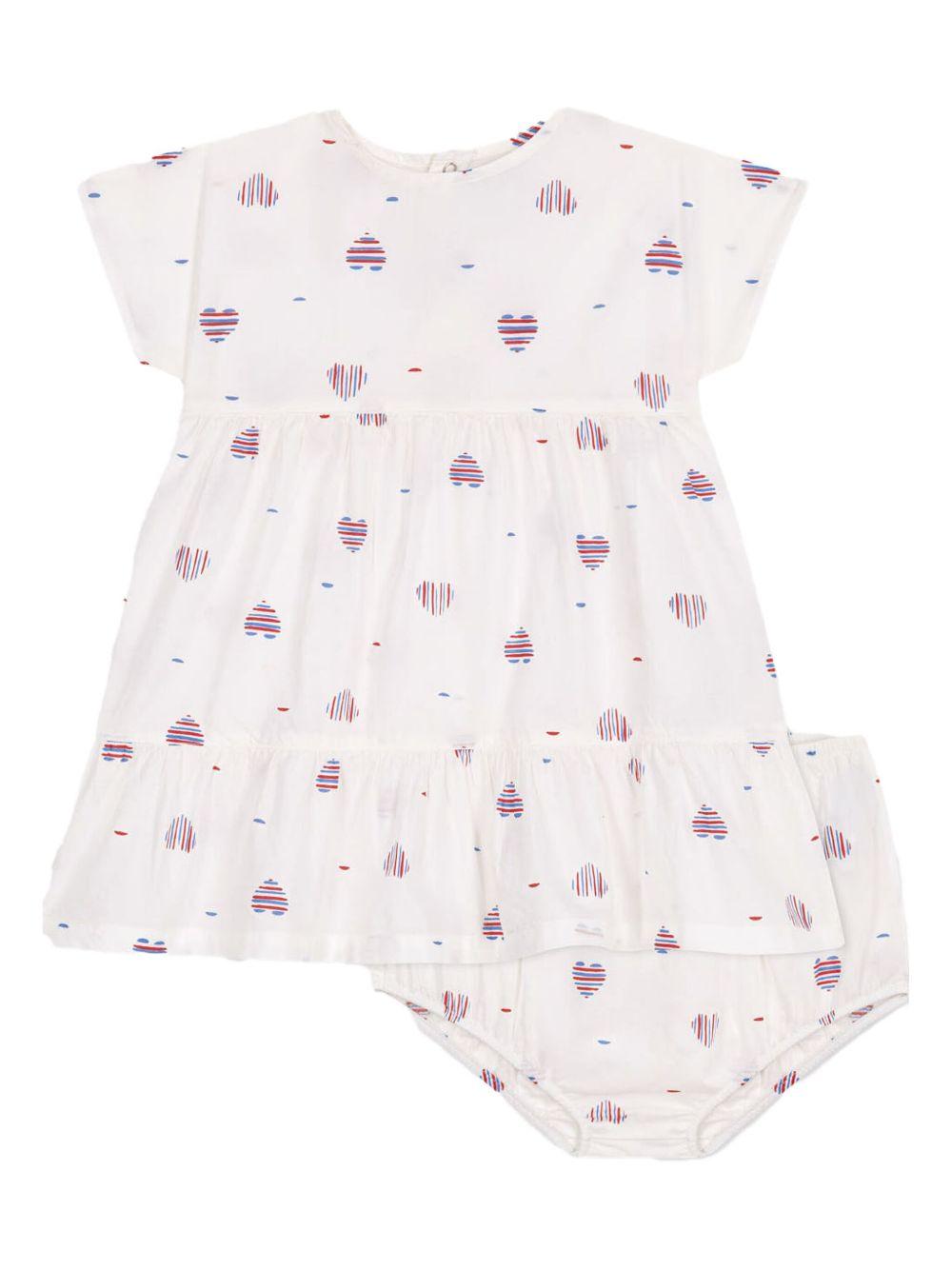 Completo bianco con cuori all-over (2pz)