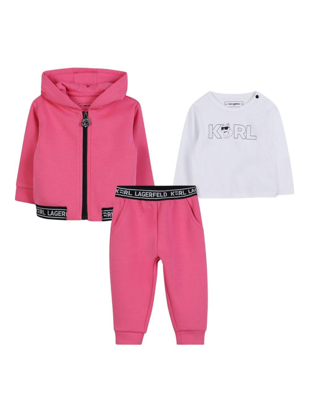 Tuta con Banda Logata e Cappuccio Z30649 48V KARL LAGERFELD KIDS