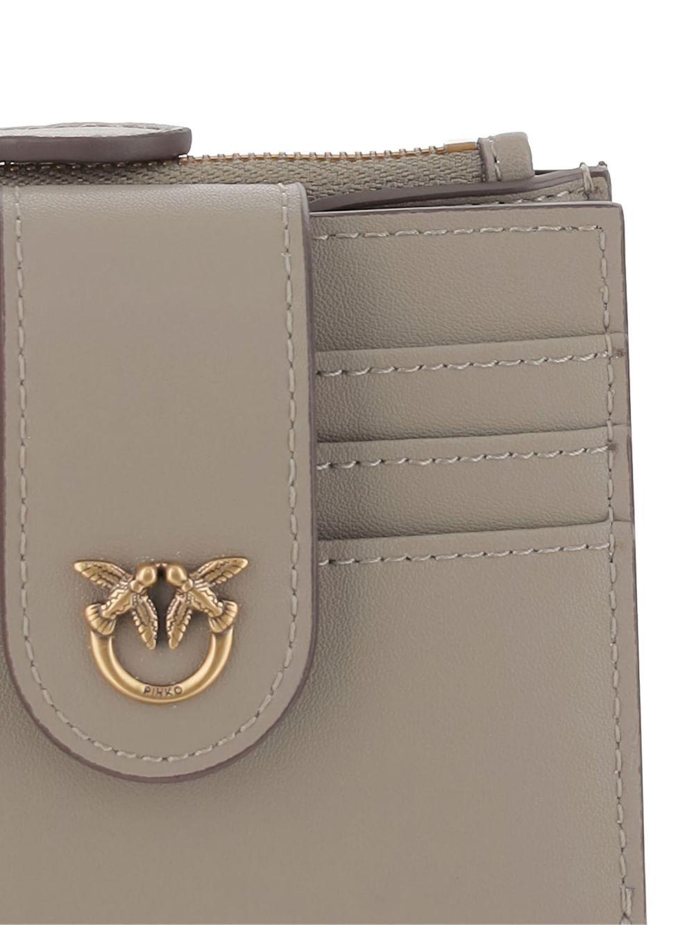 Portafoglio noce/oro a motivo chevron con zip 103610A0F1 I68Q PINKO