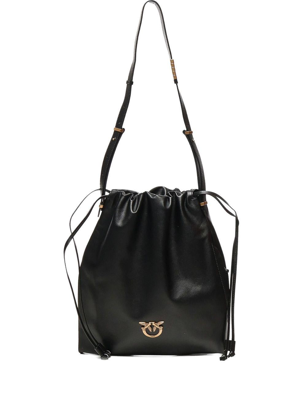 Borsa a spalla in pelle con coulisse Love Birds 104359A0QO Z99Q PINKO