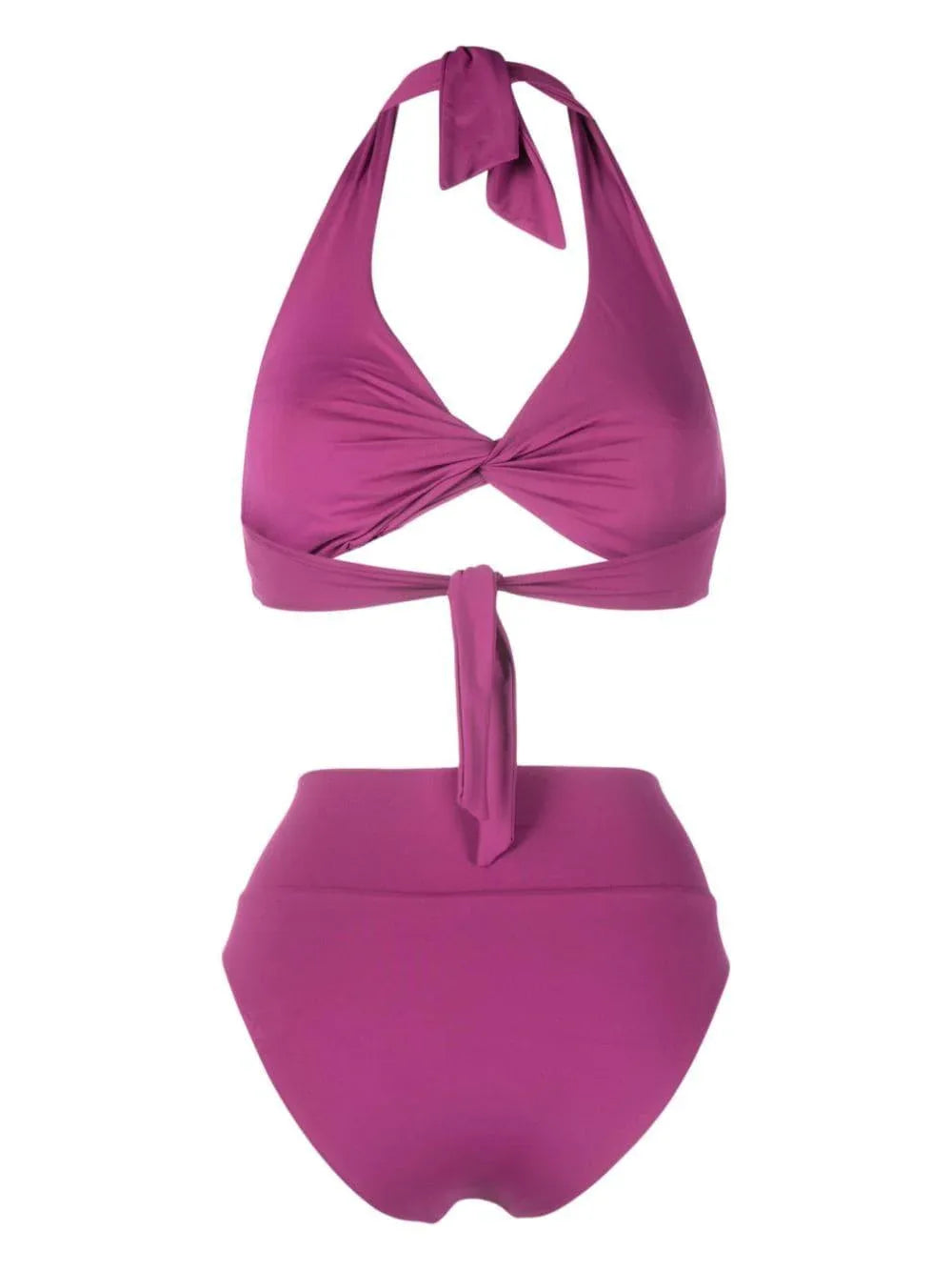 Costume a vita alta prugna con foglie - Preludio Moda