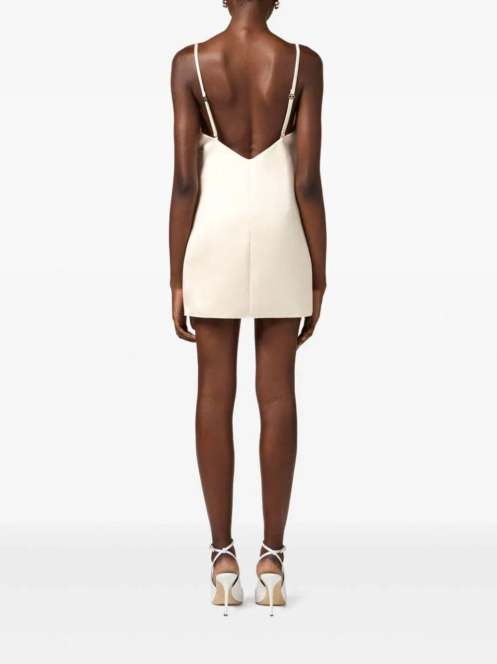 Abito burro in duchesse con fiore ricamato - Preludio Moda