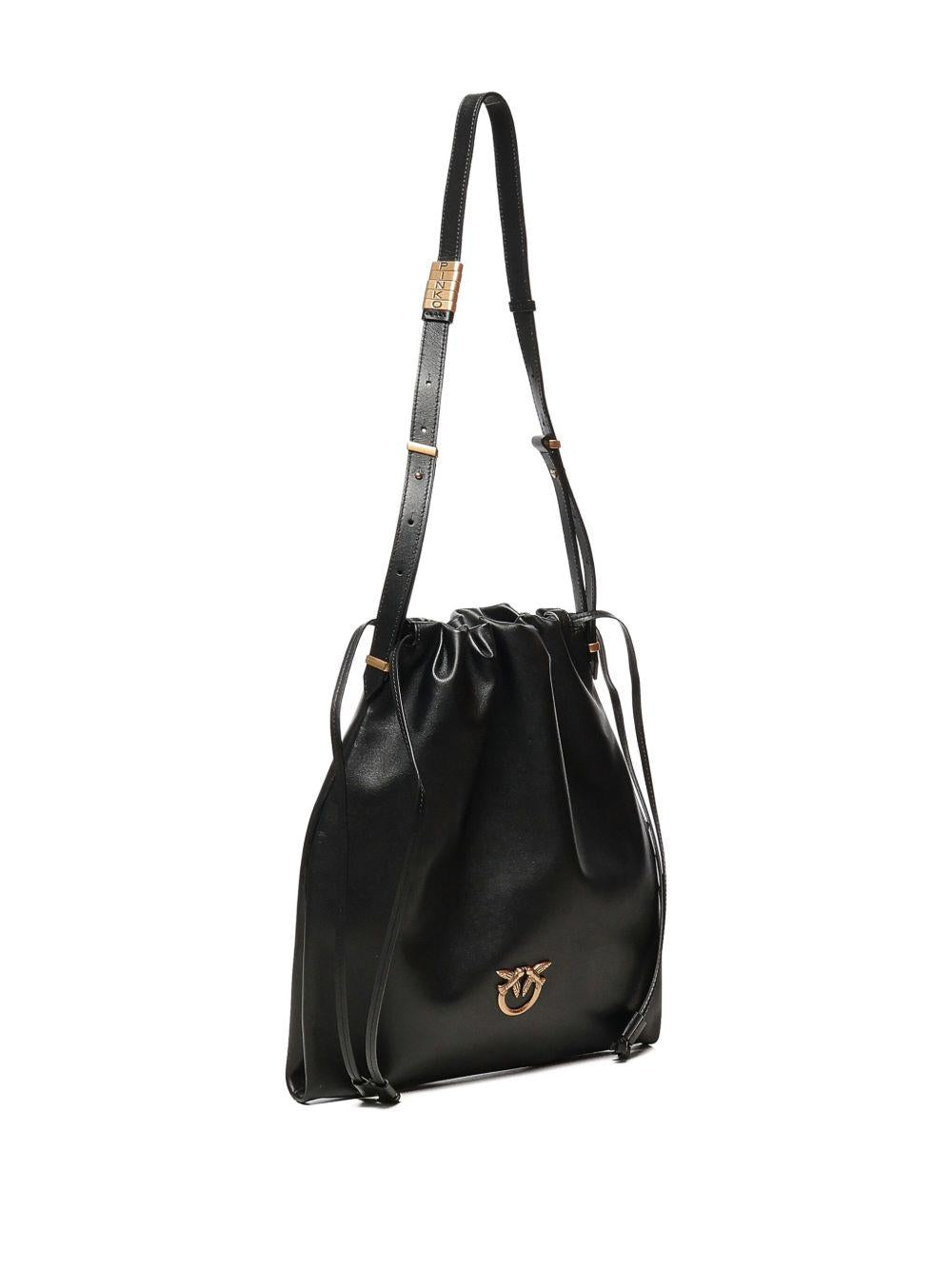 Borsa a spalla in pelle con coulisse Love Birds 104359A0QO Z99Q PINKO