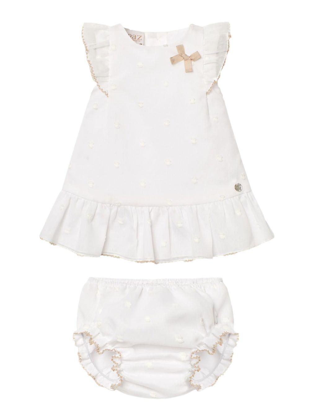 Completo bianco con ricami in contrasto (2pz) 104152723 01T1942 PAZ RODRIGUEZ KIDS