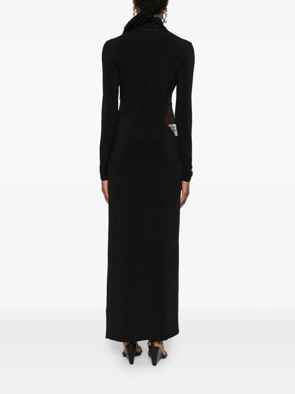 Abito nero a collo alto con strass - Preludio Moda