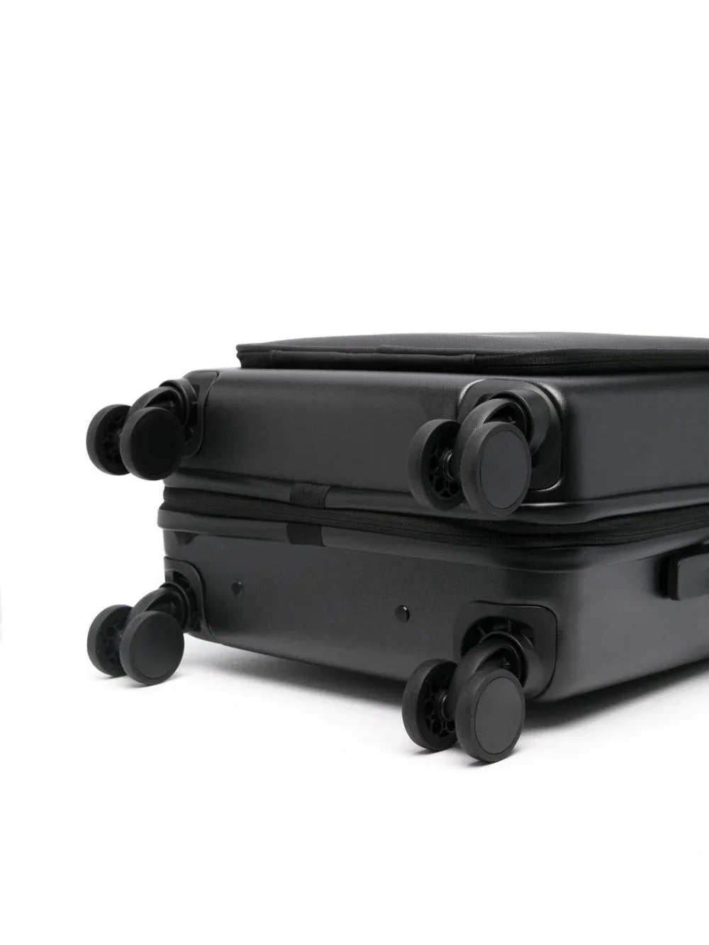 Trolley nero con logo-plaque, quattro ruote e serratura a combinazione - Preludio Moda