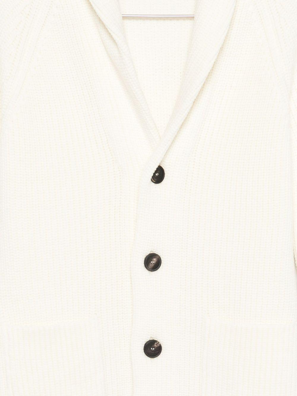 Cardigan bianco in misto lana con scollo a scialle - Preludio Moda