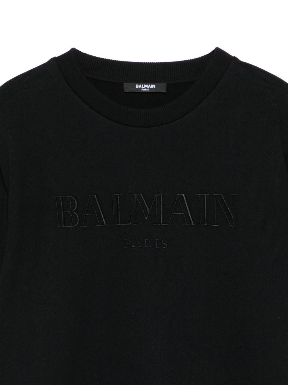 Felpa Nera con Logo Ricamato BX4Q50Z3183 930NE BALMAIN KIDS