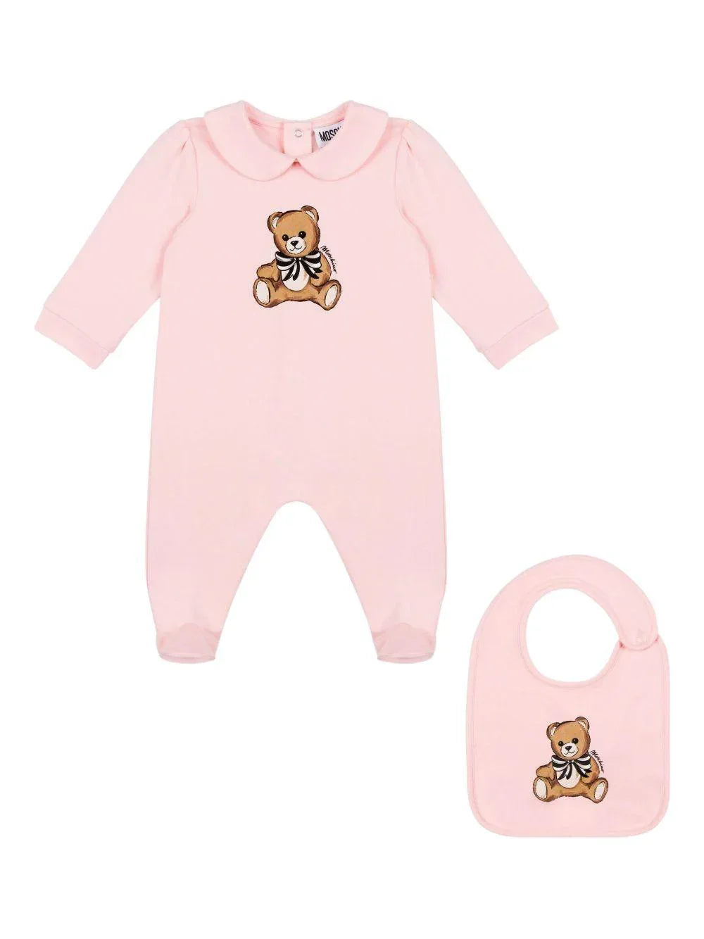 Set neonato Rosa Chiaro con Orsetto e Bavaglino - Preludio Moda
