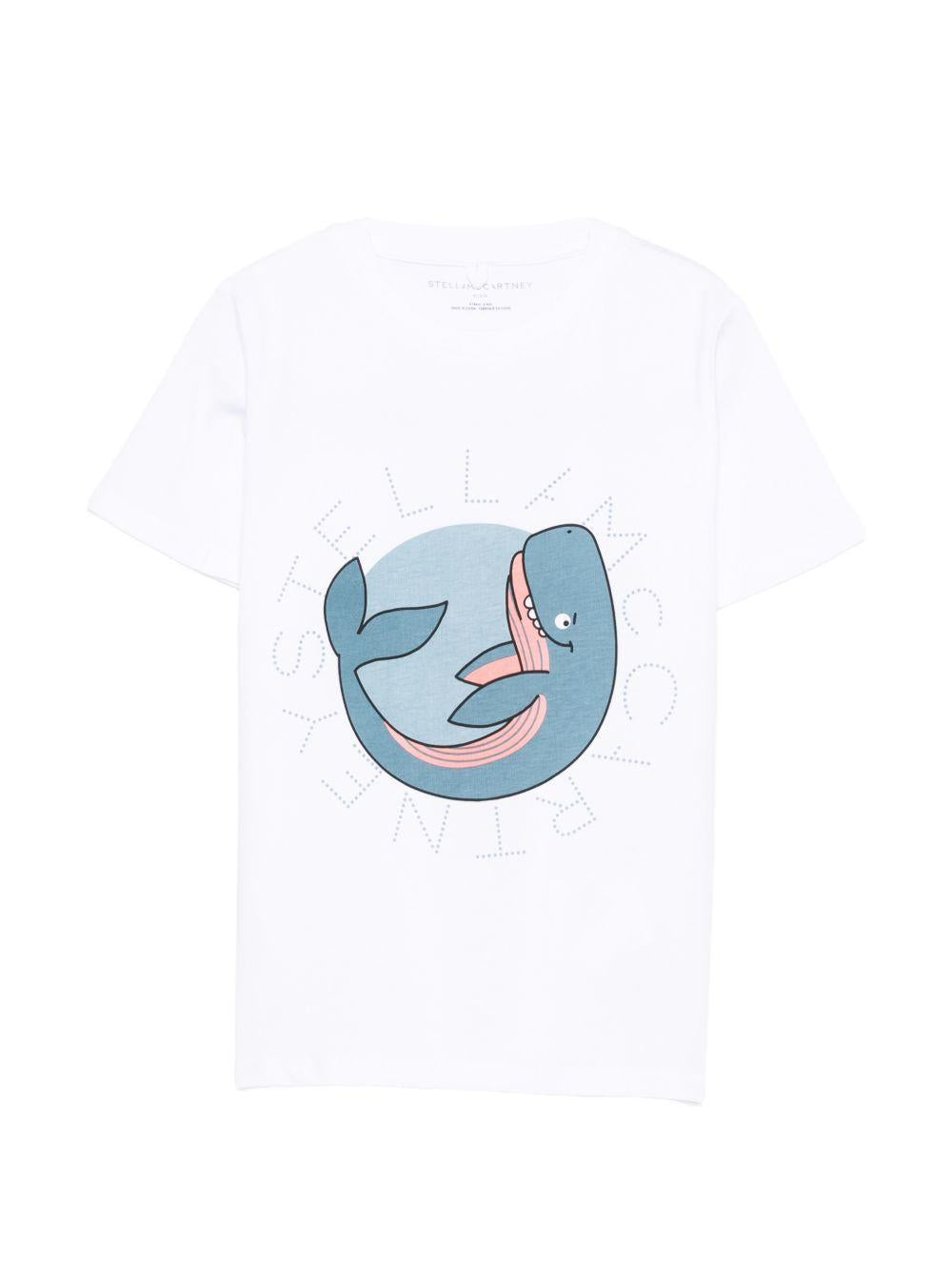 T-shirt con stampa balena TY8Q61Z0434 100 STELLA MCCARTNEY KIDS