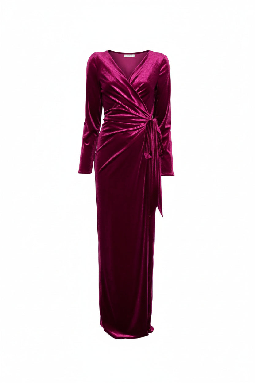 Abito Lungo con Nodo Frontale e Maniche Lunghe AT126 BORDEAUX ALESSANDRO LEGORA
