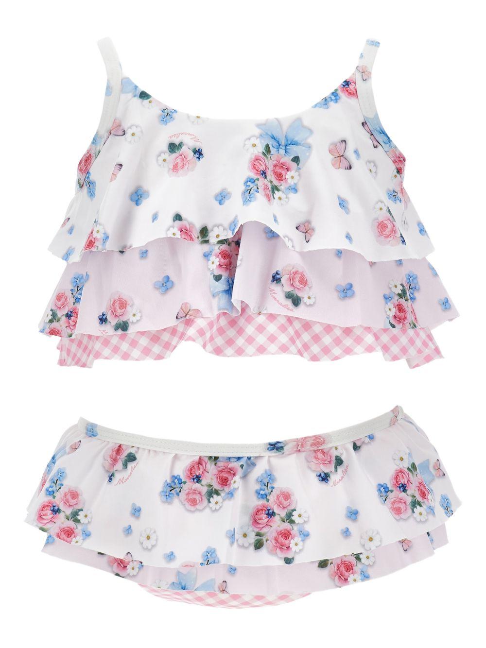 Bikini a balze con fiocco 39G0227053 9990 MONNALISA KIDS