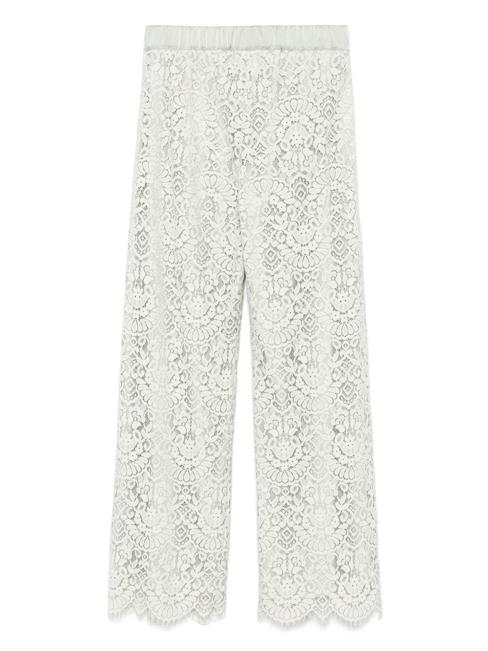 Pantalone verde giada ricami traforati - Preludio Moda