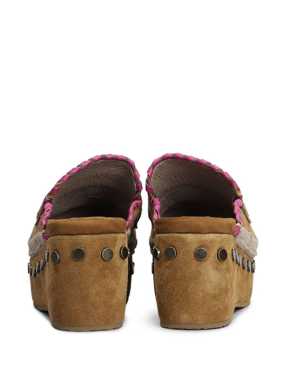Clog leather overstitch cognac