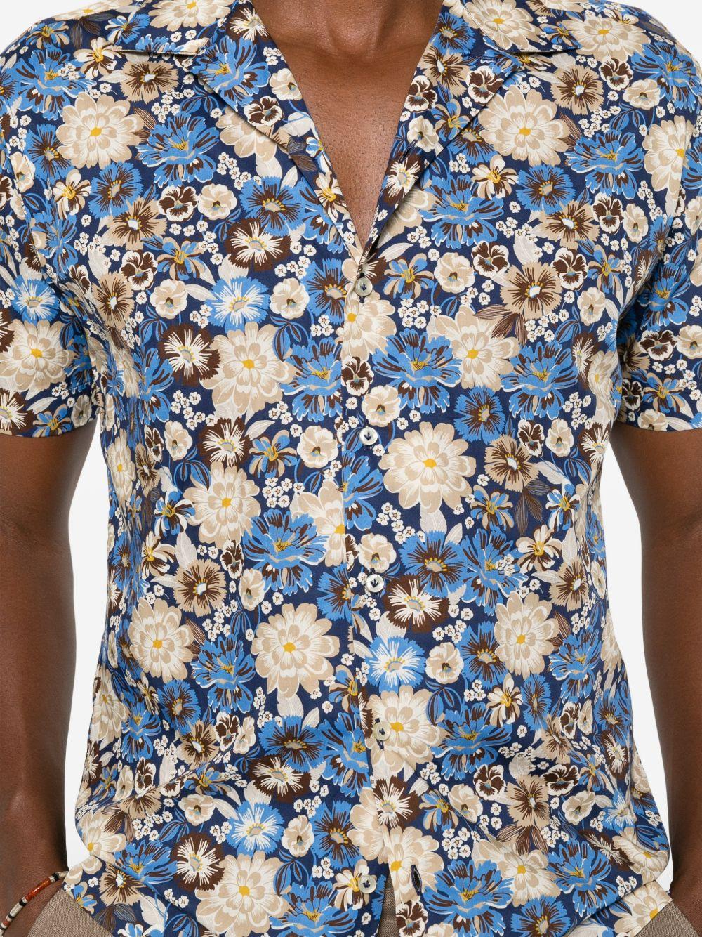 001 Camicia Fnd.blu Fantasia Fiori Beige BS403MM ST8079 001 BRIAN DALES