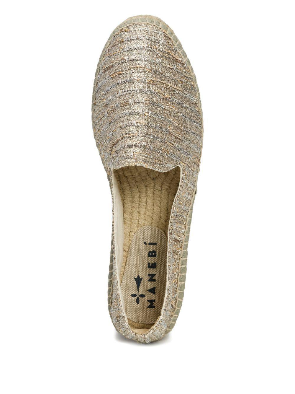 Lurex Cotton Blend Double Sole Espadrilles Monaco Platinum - Preludio Moda