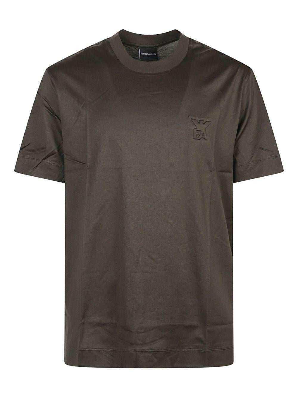 T-shirt verde con logo in rilievo e girocollo EM002963AF10761 U8120 EMPORIO ARMANI