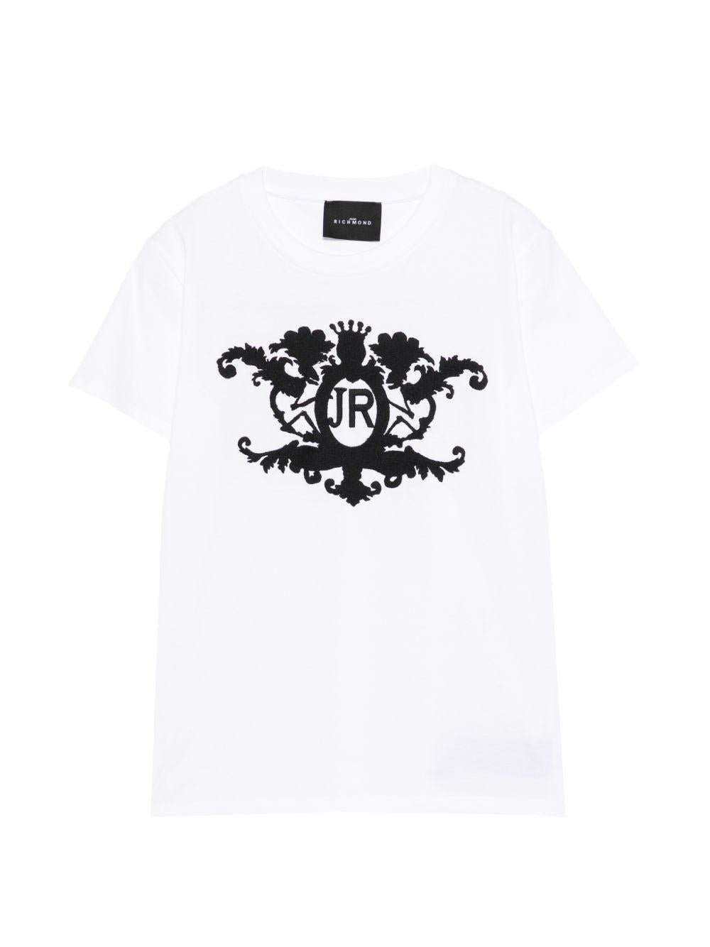 T-shirt in cotone con stemma ricamato RBP26162TS WHITE JOHN RICHMOND KIDS