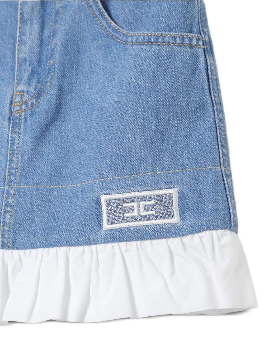 Gonna denim con orlo rouches