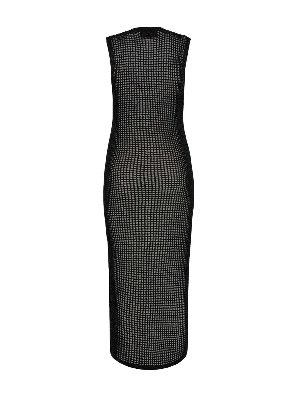 Abito lungo Eileen in rete crochet lurex nero - Preludio Moda