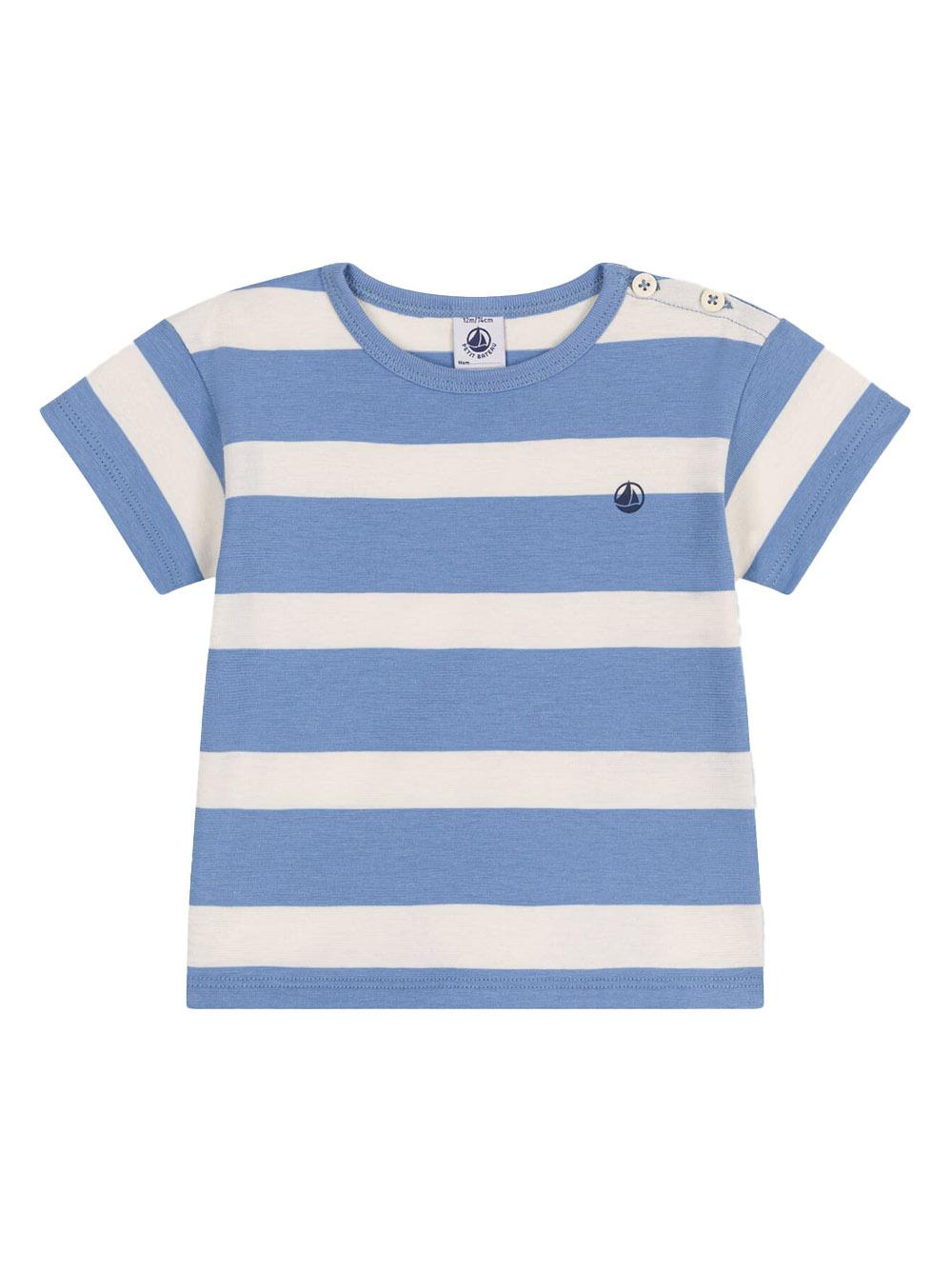 T-shirt blu fantasia a righe A0CWG 01 PETIT BATEAU KIDS