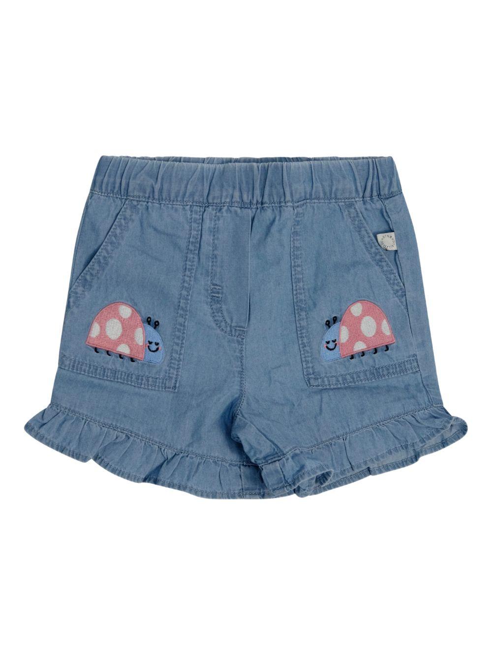 Shorts in chambray con volant TY6019Z0161 600 STELLA MCCARTNEY KIDS