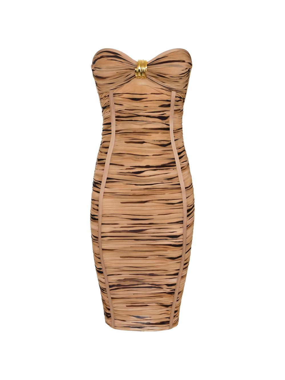 Abito bustier midi con stampa tigrata AB94562E2 470 ELISABETTA FRANCHI