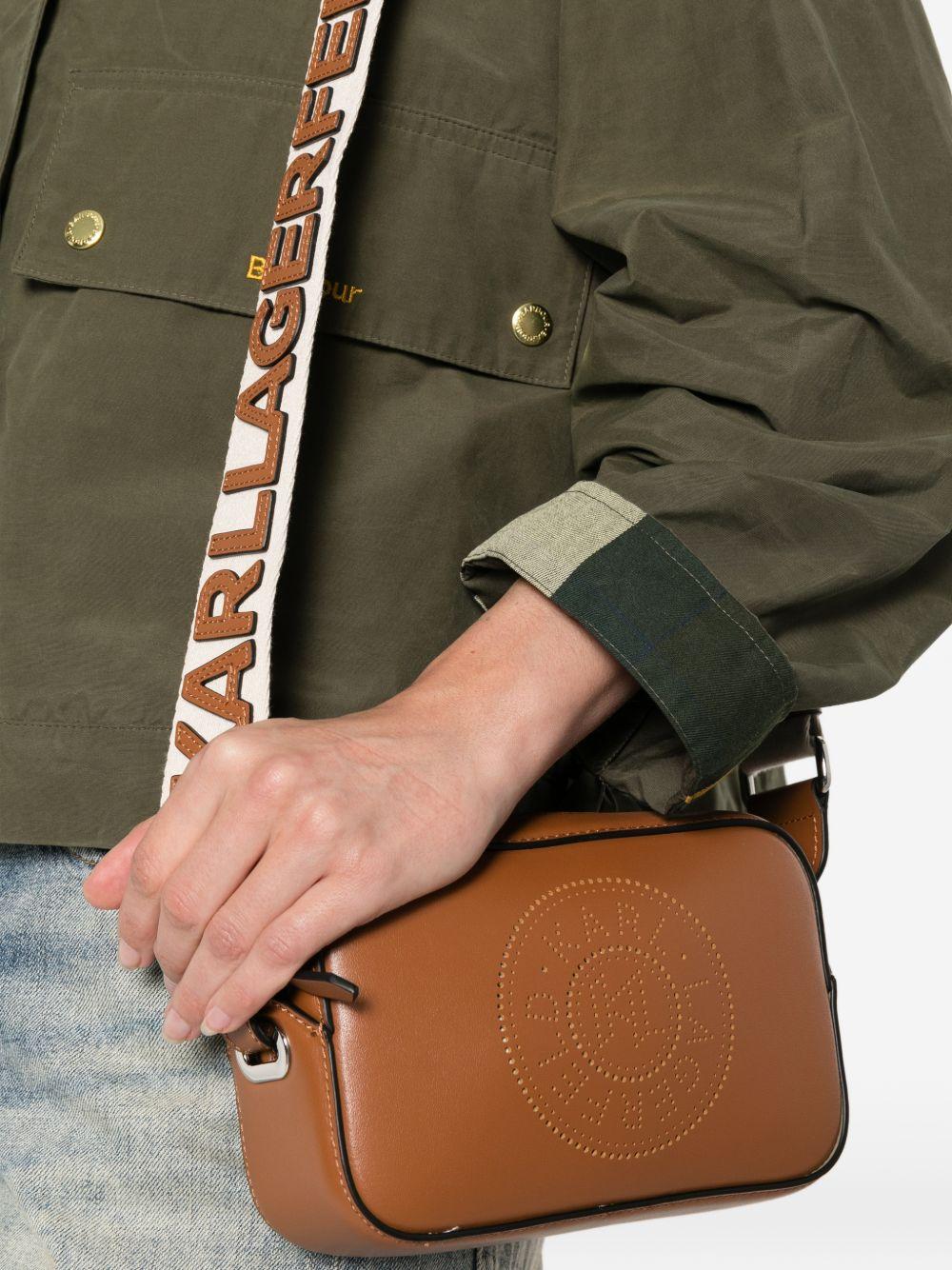 Mini borsa a tracolla in pelle con design perforato A3W30310NN 5047 KARL LAGERFELD