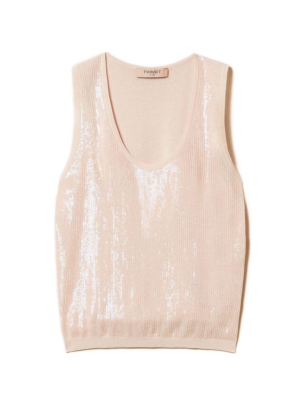 Top senza maniche con paillettes 261TP3301 00570 TWINSET
