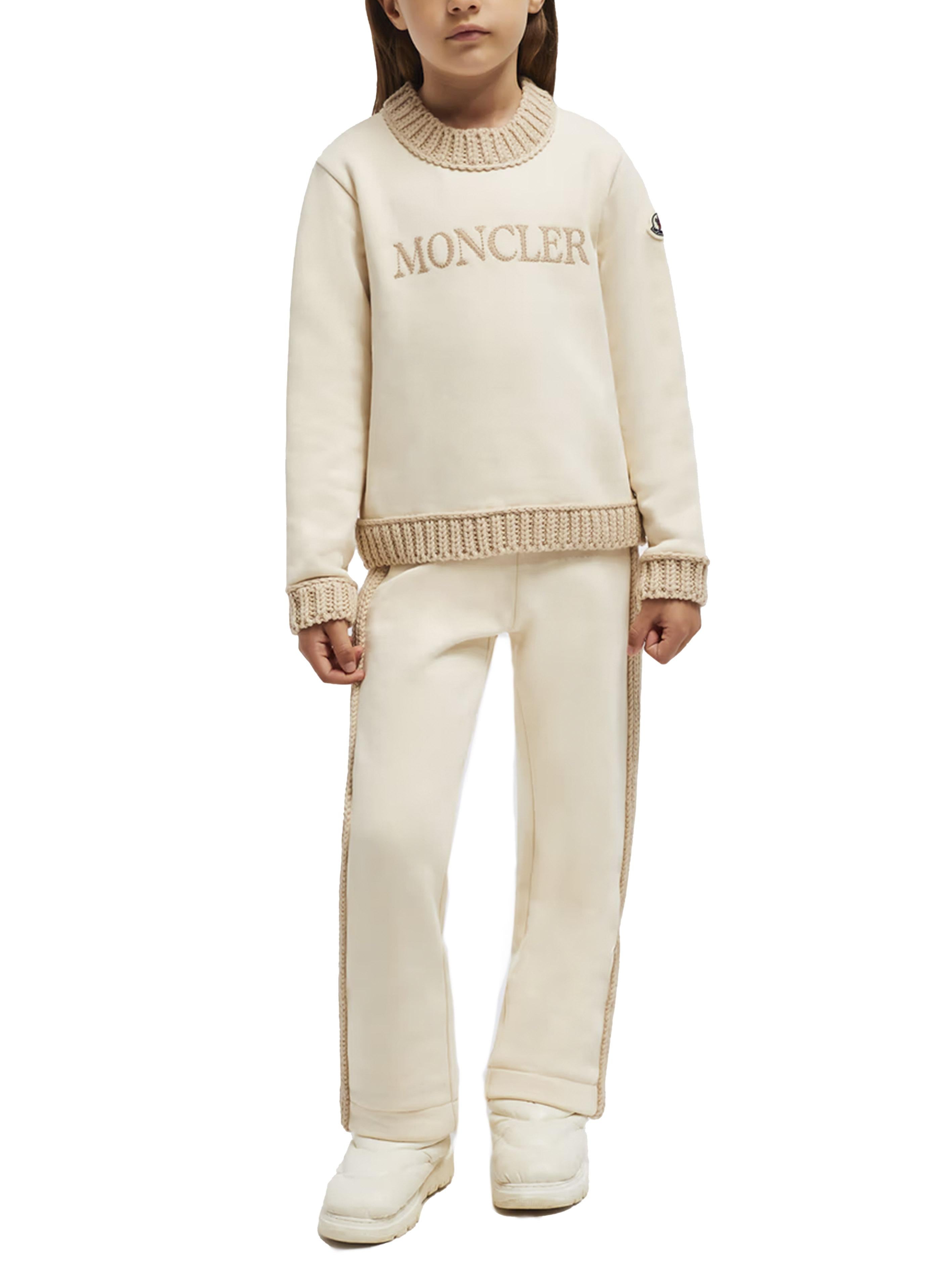 Completo sportivo profili in maglia panna (2pz) 9548M00002899PS 050 MONCLER KIDS