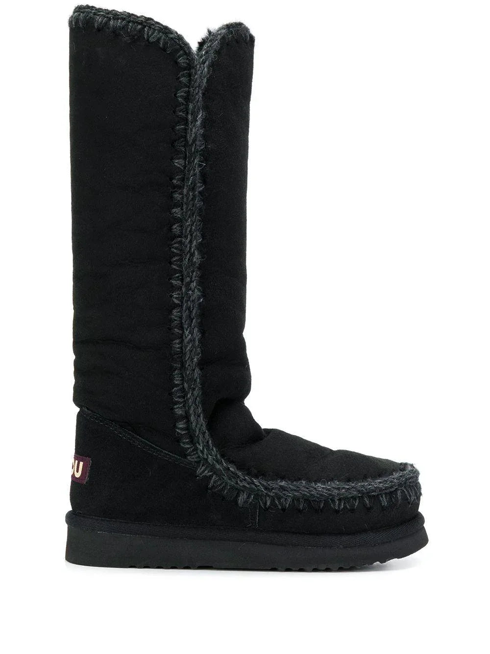 Stivali neri punta rotonda con patch logo - Preludio Moda