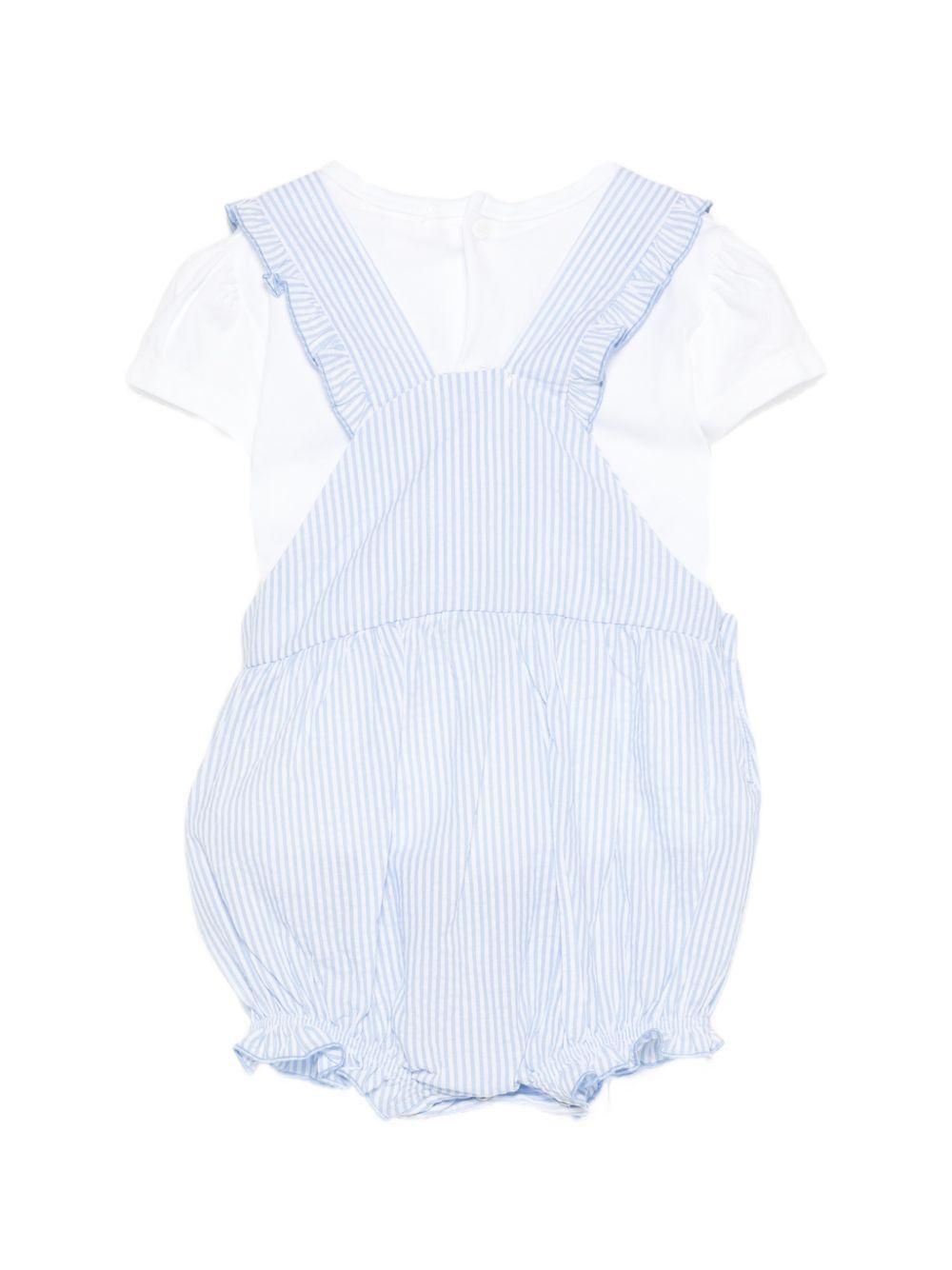 Set t-shirt e salopette a righe in cotone E26479 AZZURRO NANAN KIDS