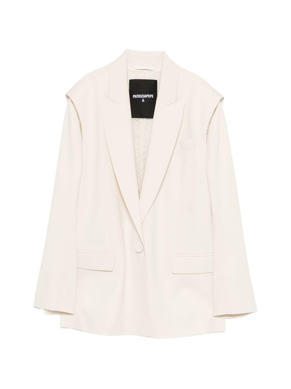 Blazer avorio con inserti in pizzo 8S0566A6F5 W409 PATRIZIA PEPE