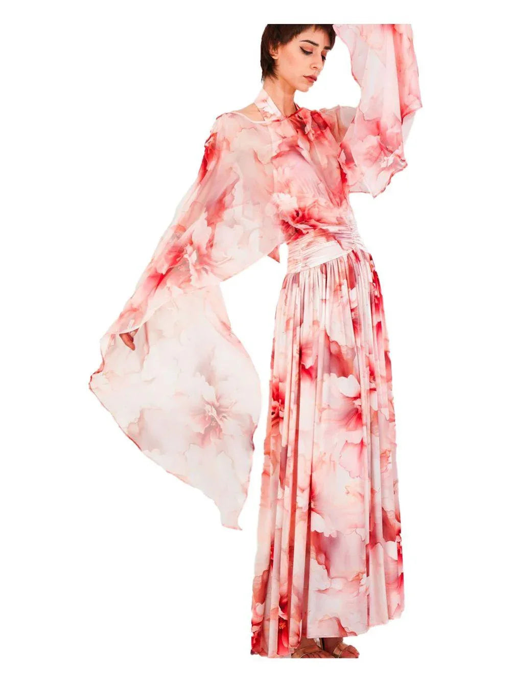 Coprispalle semitrasparente con fantasia floreale - Preludio Moda